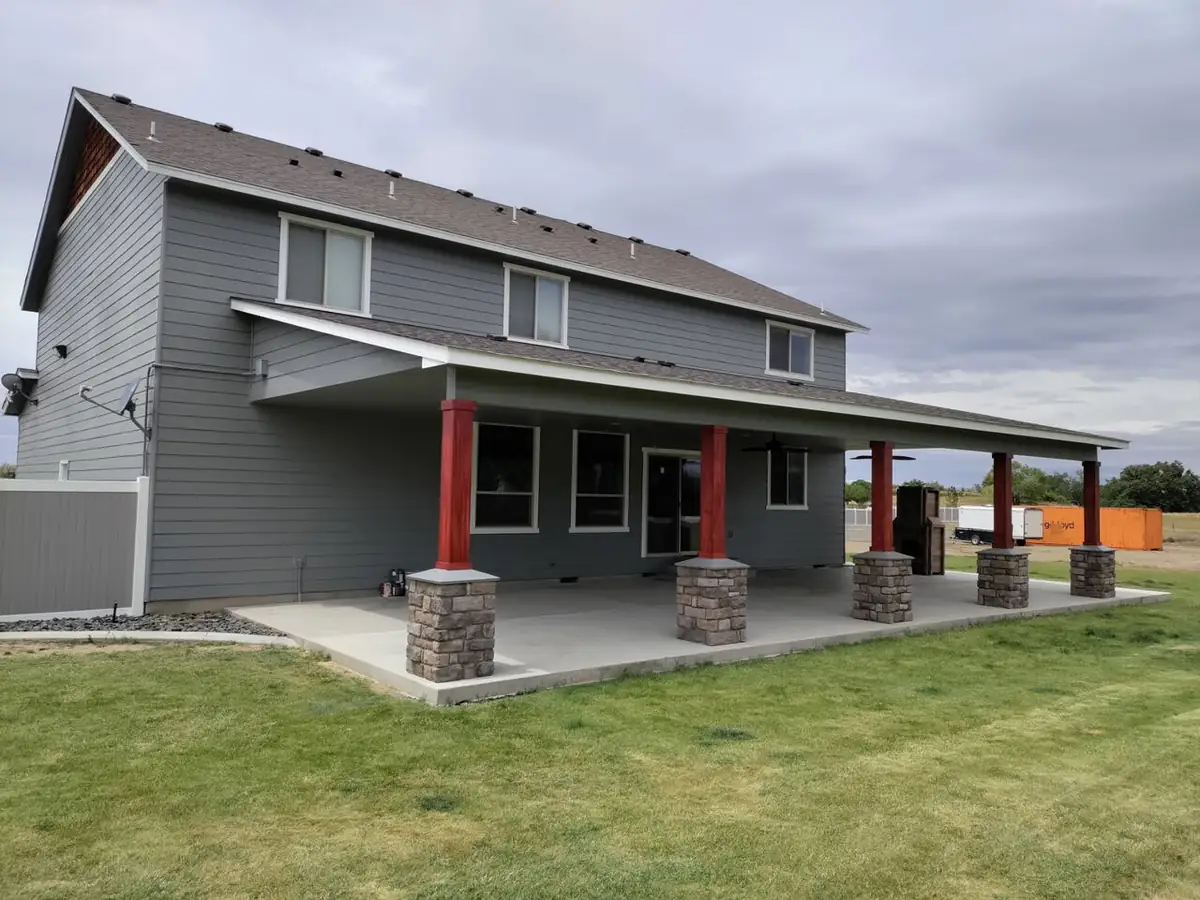 Finished covered patio, angled view